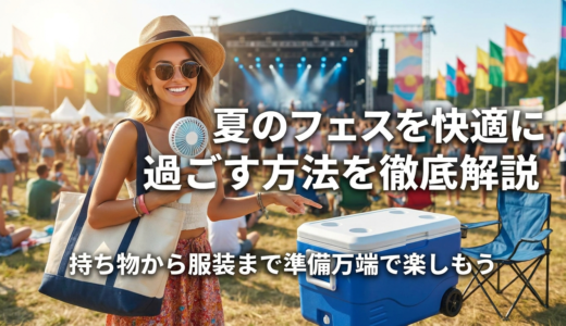 夏のフェスを快適に過ごす方法を徹底解説。持ち物から服装まで準備万端で楽しもう