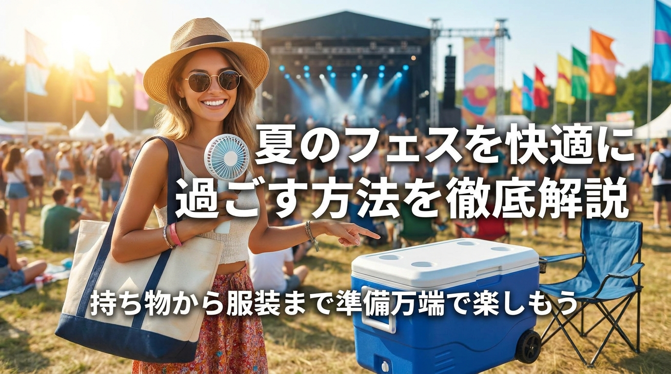 夏のフェスを快適に過ごす方法を徹底解説。持ち物から服装まで準備万端で楽しもう