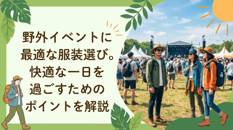 野外イベントに最適な服装選び。快適な一日を過ごすためのポイントを解説
