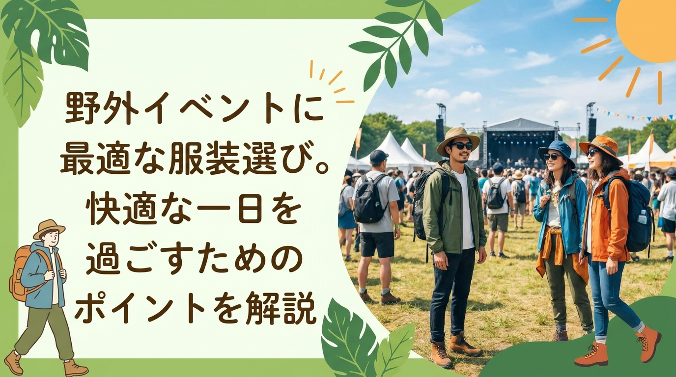 野外イベントに最適な服装選び。快適な一日を過ごすためのポイントを解説