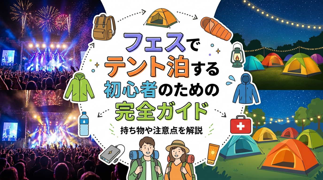 フェスでテント泊する初心者のための完全ガイド。持ち物や注意点を解説