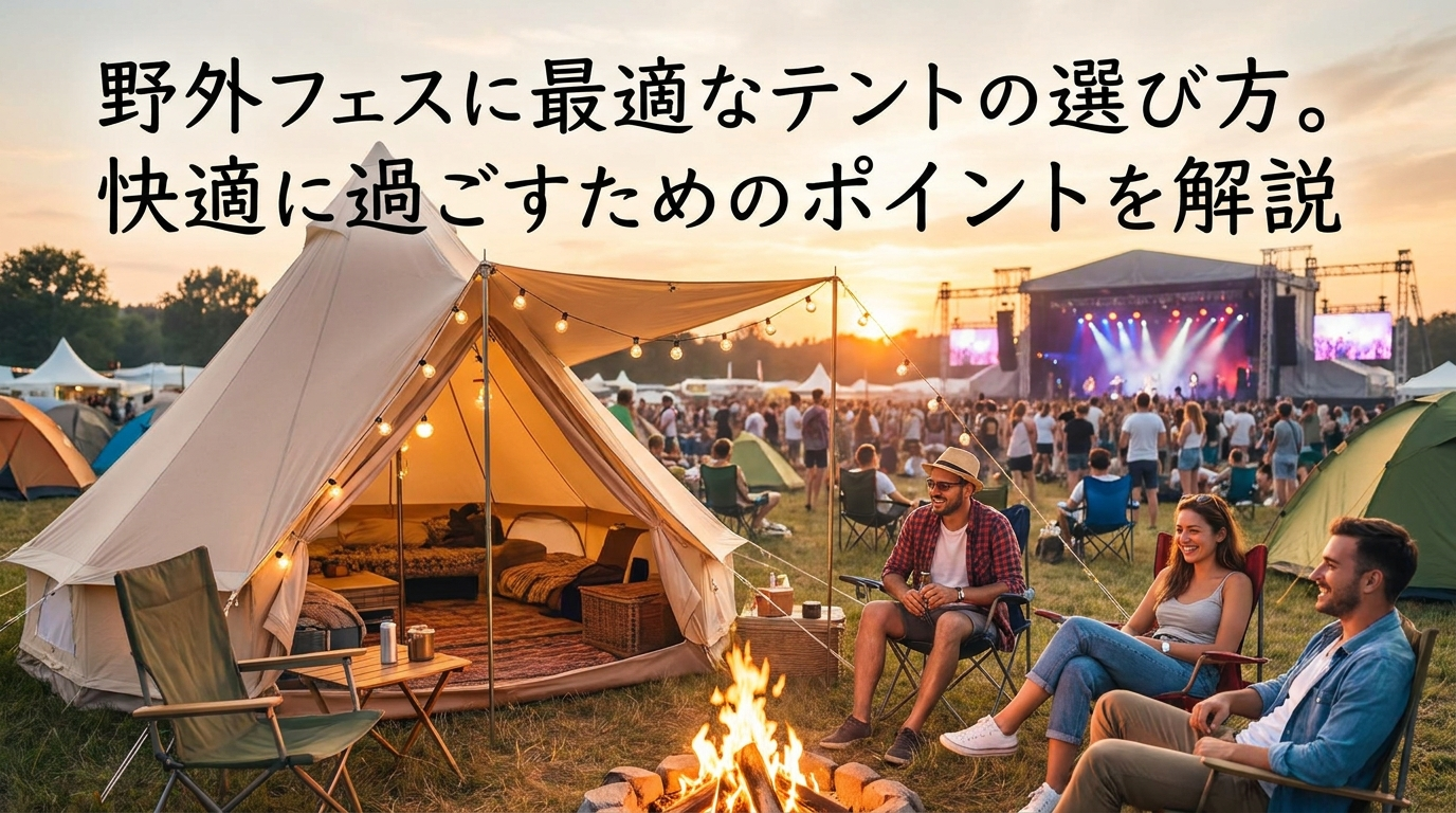 野外フェスに最適なテントの選び方。快適に過ごすためのポイントを解説