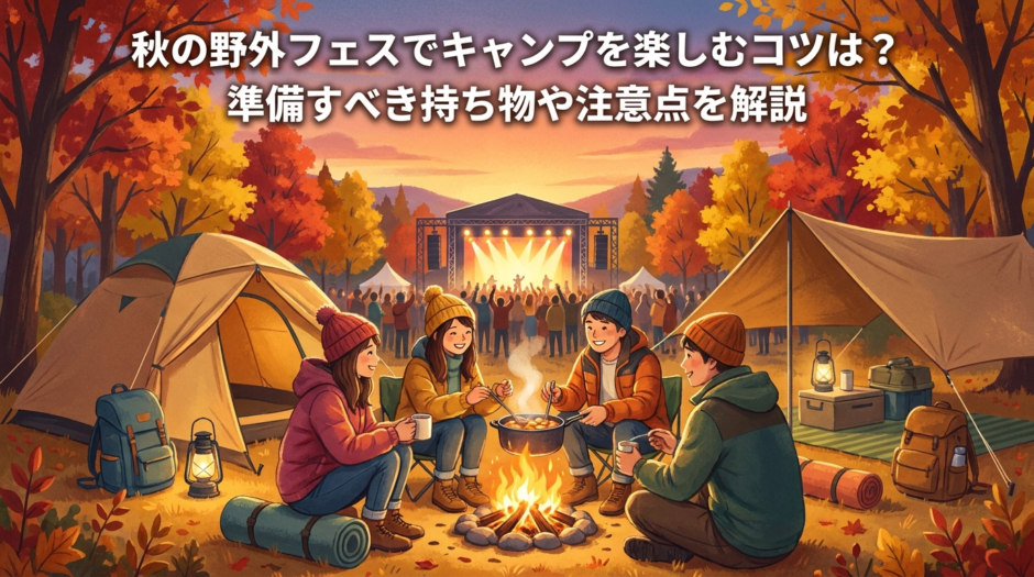 秋の野外フェスでキャンプを楽しむコツは？準備すべき持ち物や注意点を解説